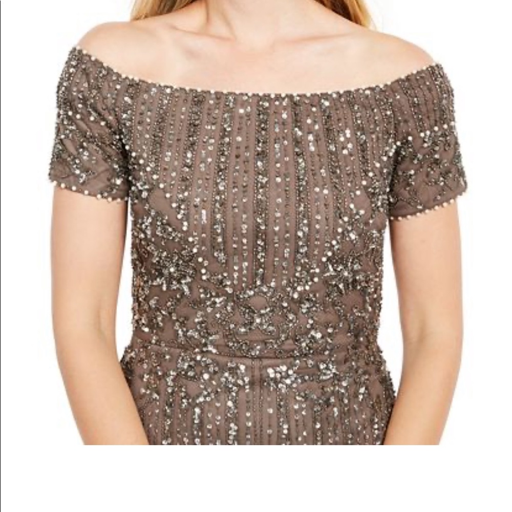 Adrianna Papell plus size off shoulder gown - Picture 5 of 13